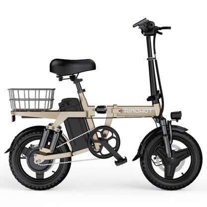 AINOHOT amoru A14 ベージュ 電動アシスト付き自転車 側面図  街乗り 日常の移動